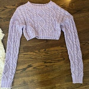 Edikted Size Small Lavender Cable Knit Cropped Sweater